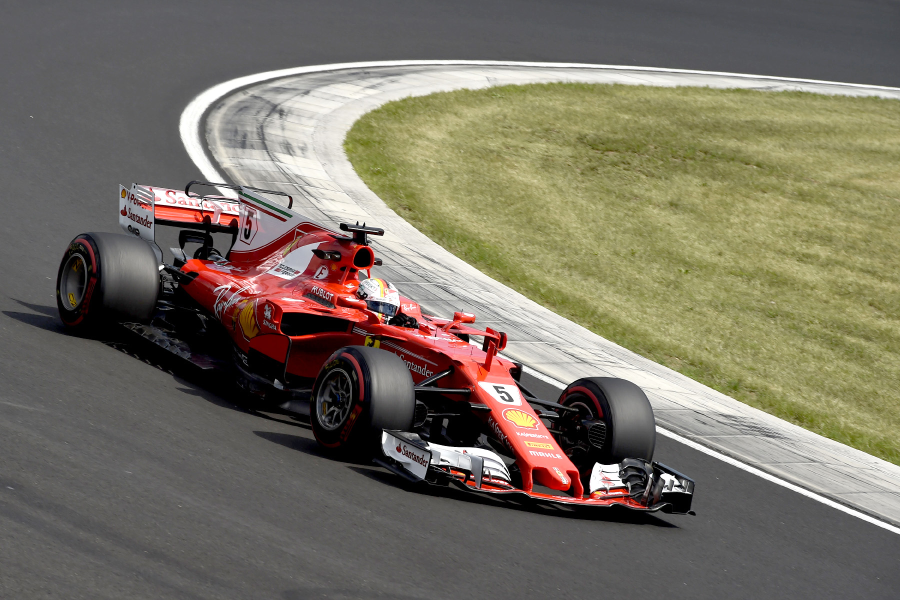 Sebastian Vettel in his Ferrari at the 2017 Hungarian Grand Prix.