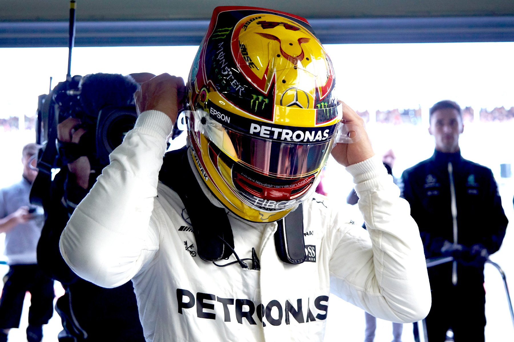 Hamilton at his home grand prix at Silverstone.
