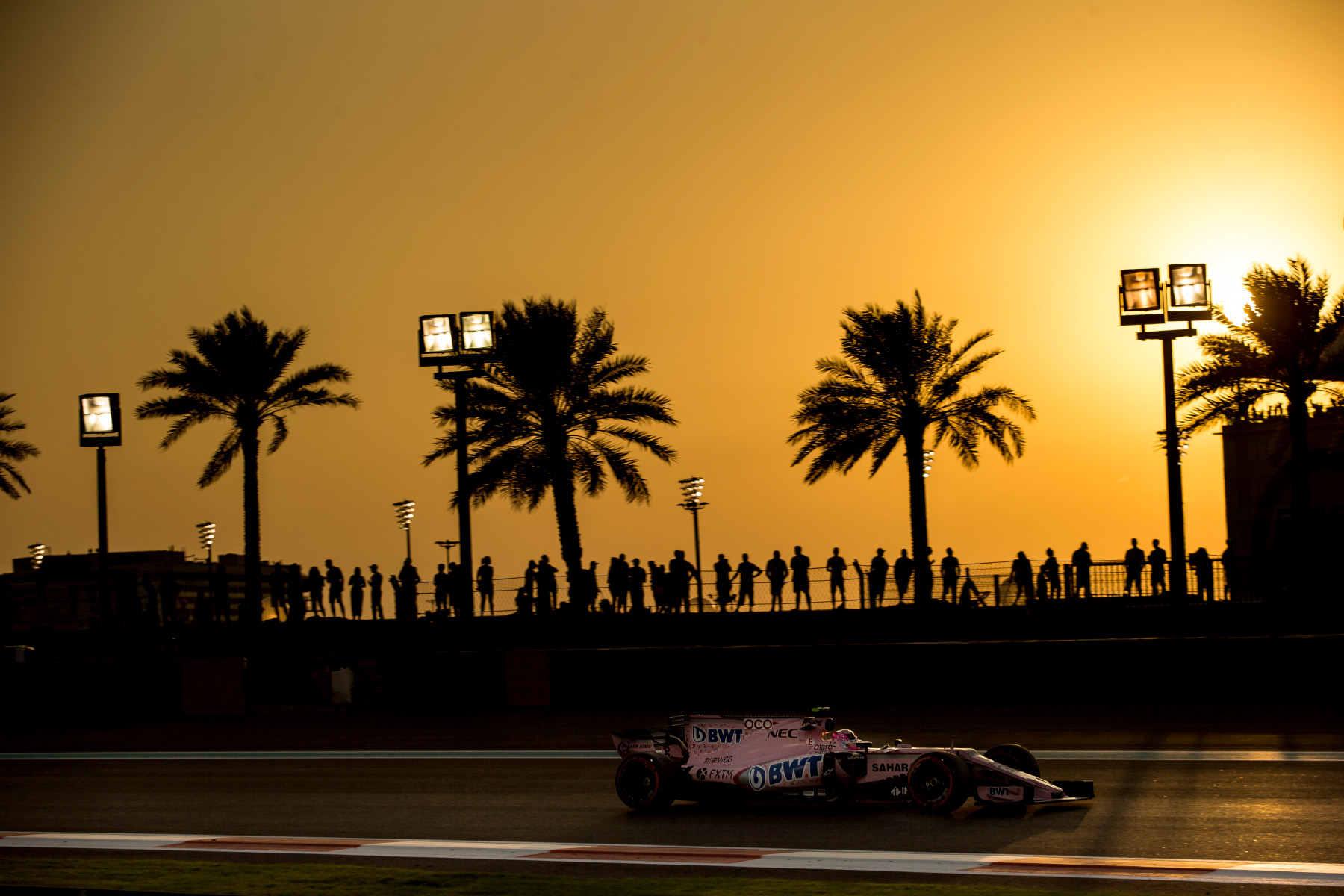 Esteban Ocon on track during the 2017 Abu Dhabi Grand Prix.