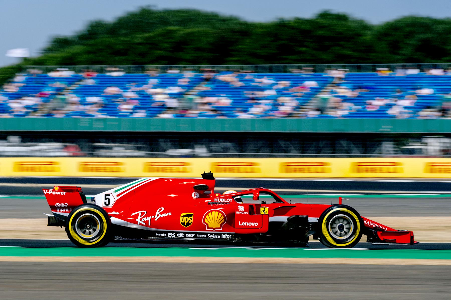 Sebastian Vettel on track during practice at the 2018 British Grand Prix.