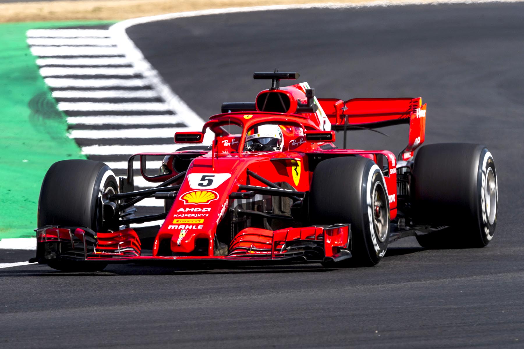 Sebastian Vettel on track during practice at the 2018 British Grand Prix.