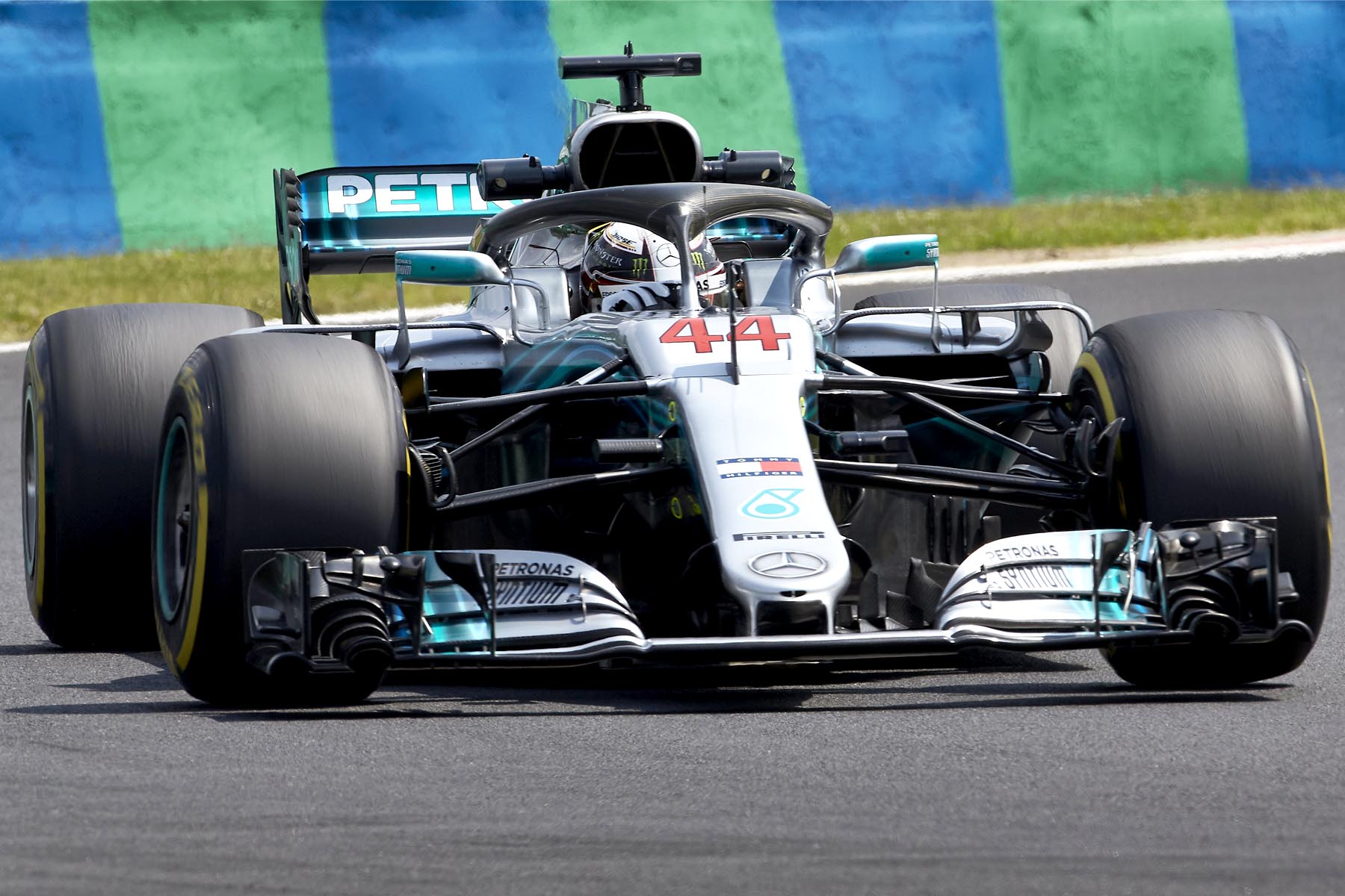 Lewis Hamilton on track at the 2018 Hungarian Grand Prix.