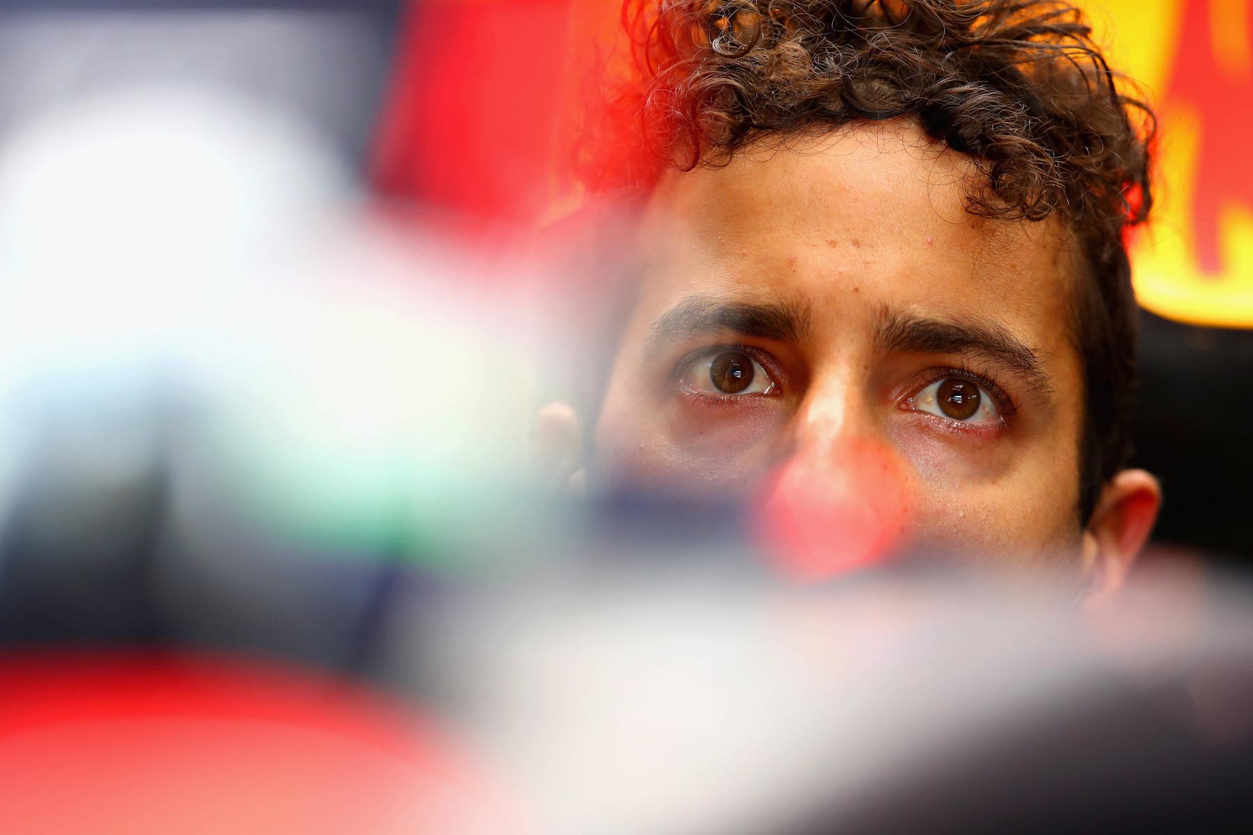 Daniel Ricciardo in his parked car at the 2018 Austrian Grand Prix.
