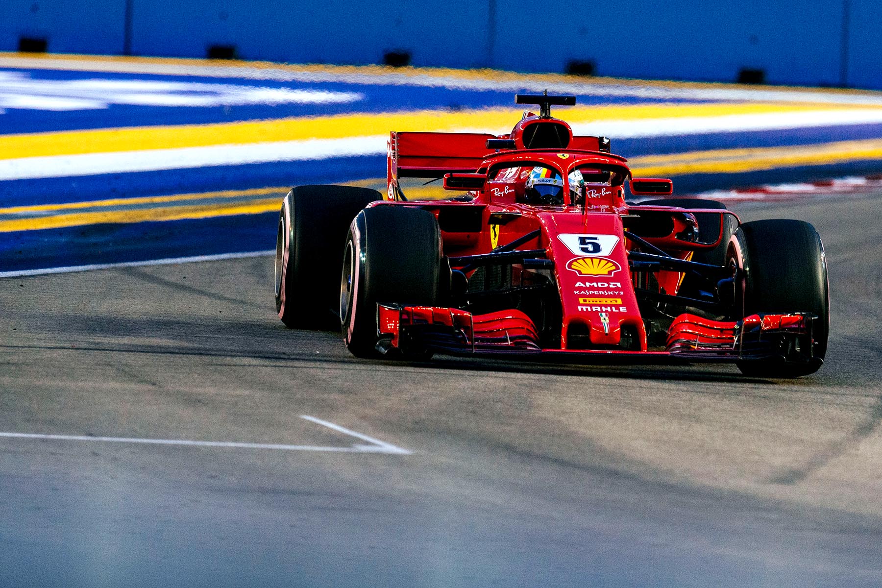 Sebastian Vettel on track during qualifying for the 2018 Singapore Grand Prix.