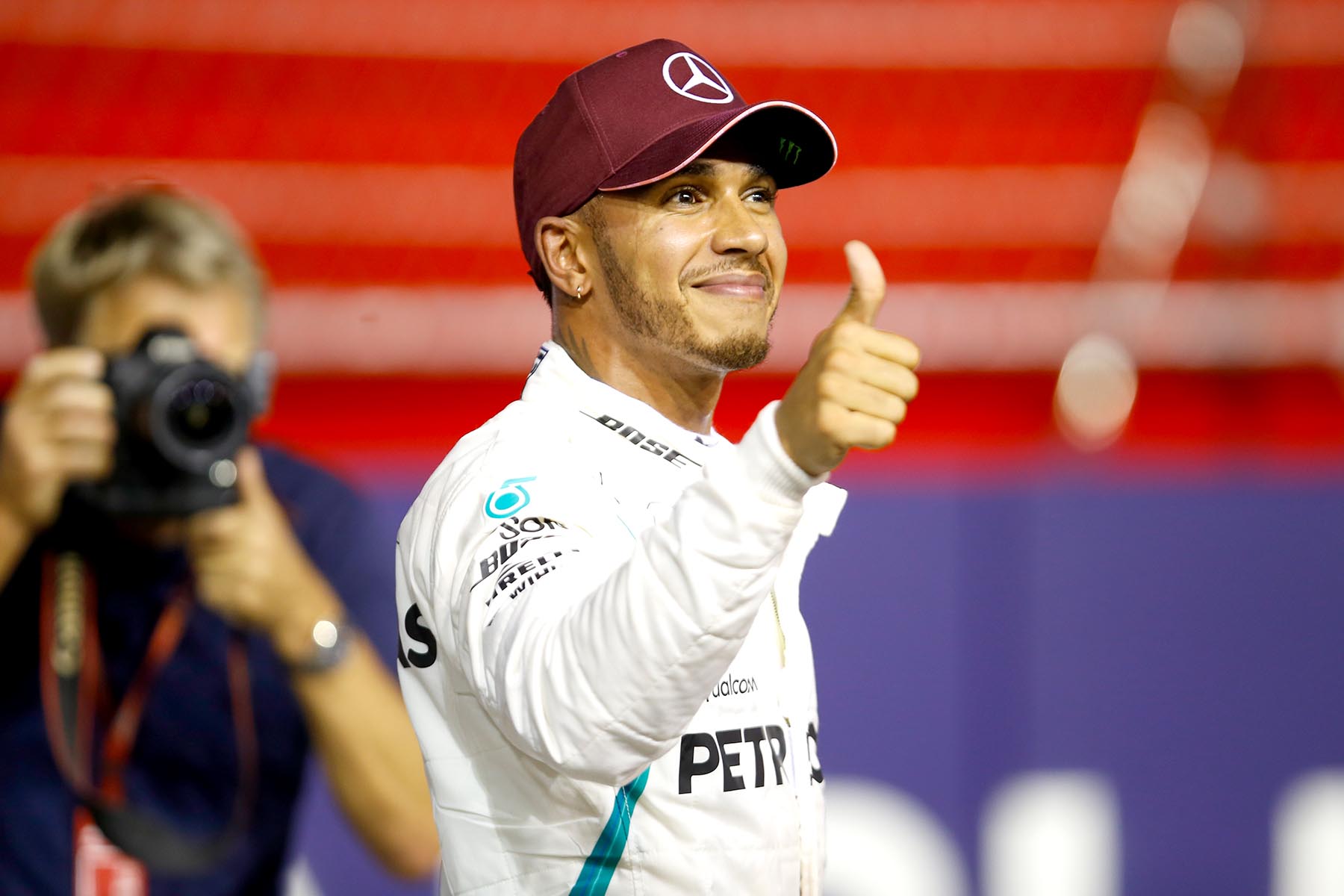 Lewis Hamilton after qualifying for the 2018 Singapore Grand Prix.
