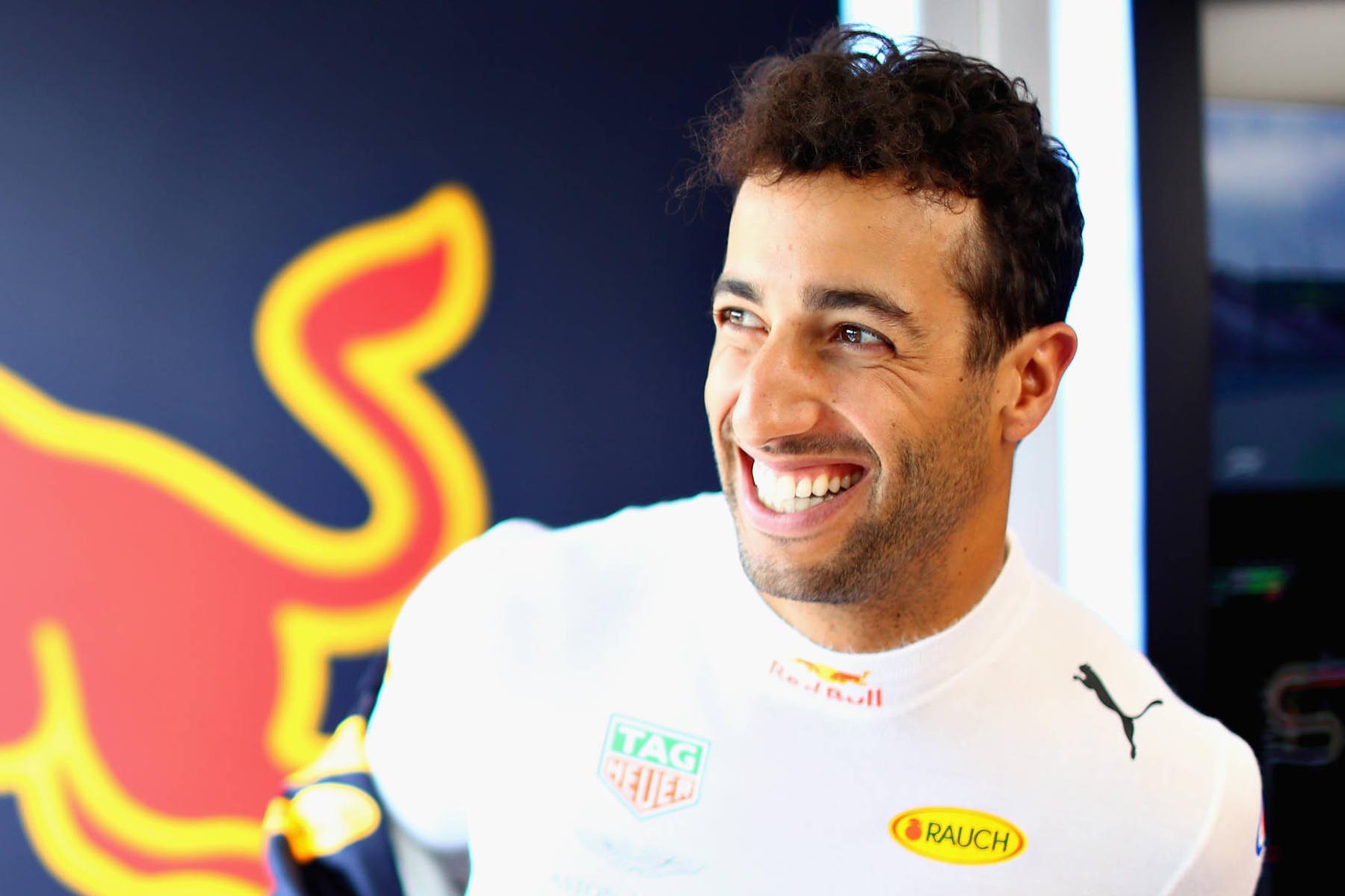 Daniel Ricciardo in his garage at the 2018 Hungarian Grand Prix.