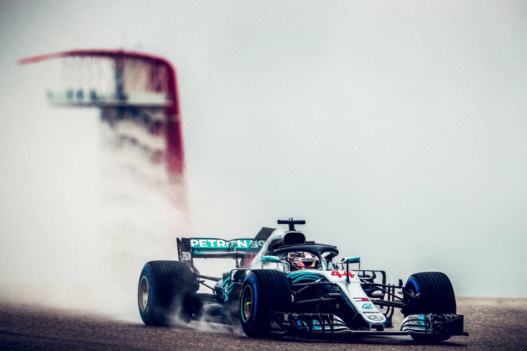 Lewis Hamilton on track at the 2018 United States Grand Prix.