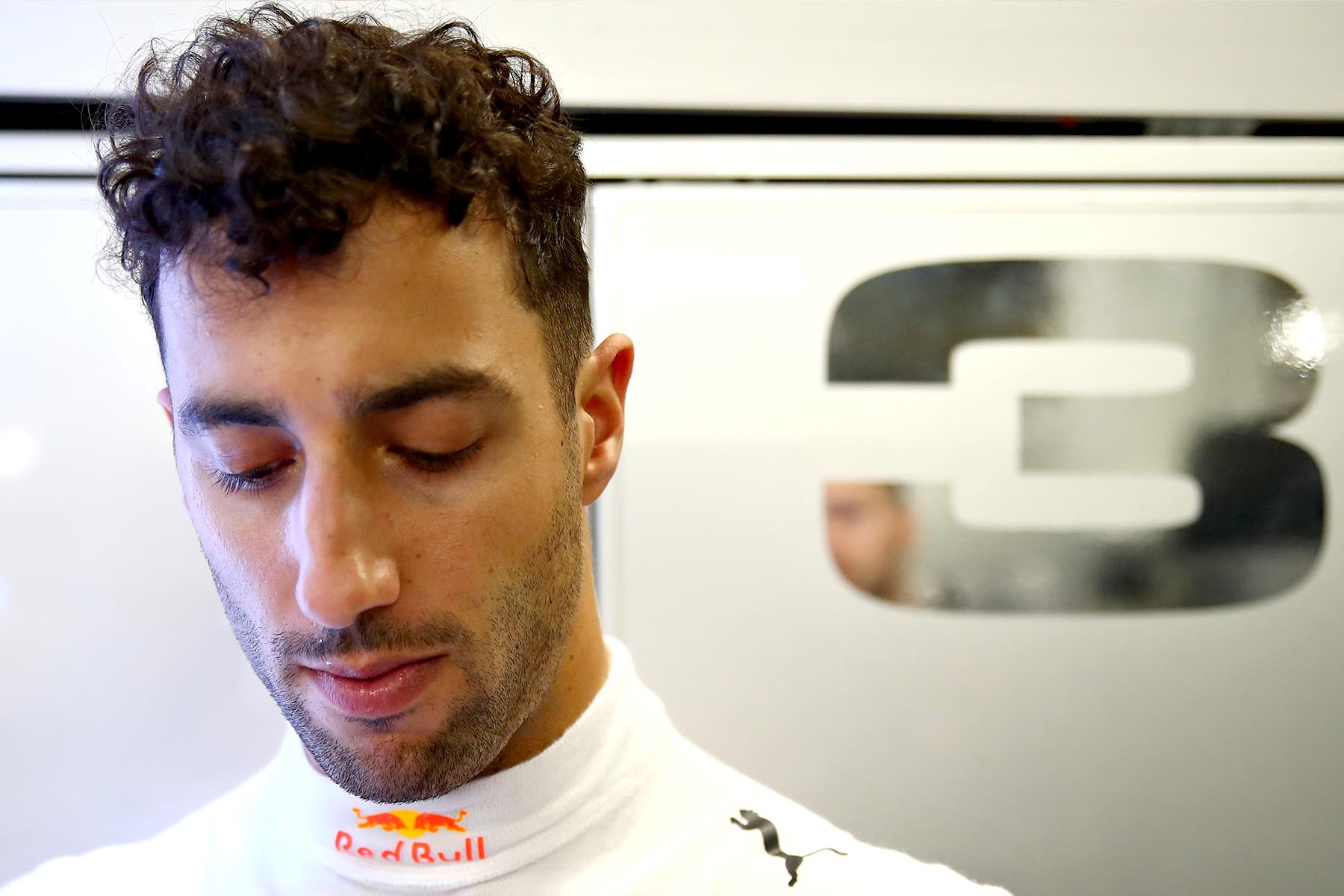 Daniel RIcciardo in his garage at the 2018 Japanese Grand Prix.