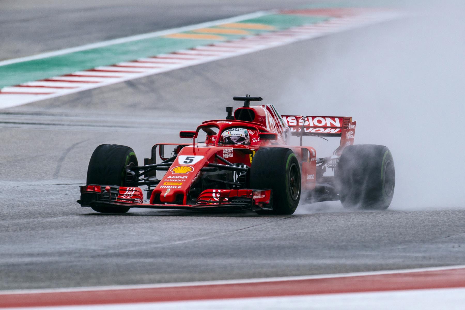 Sebastian Vettel on track during practice at the 2018 United States Grand Prix.