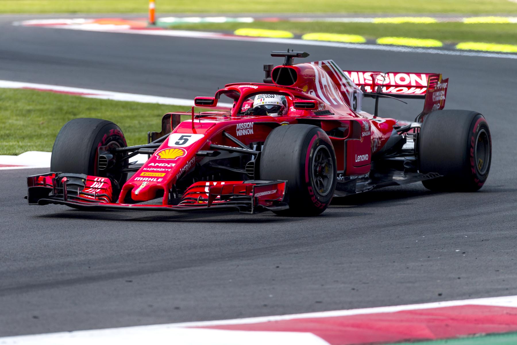 Sebastian Vettel on track during practice at the 2018 Mexican Grand Prix.