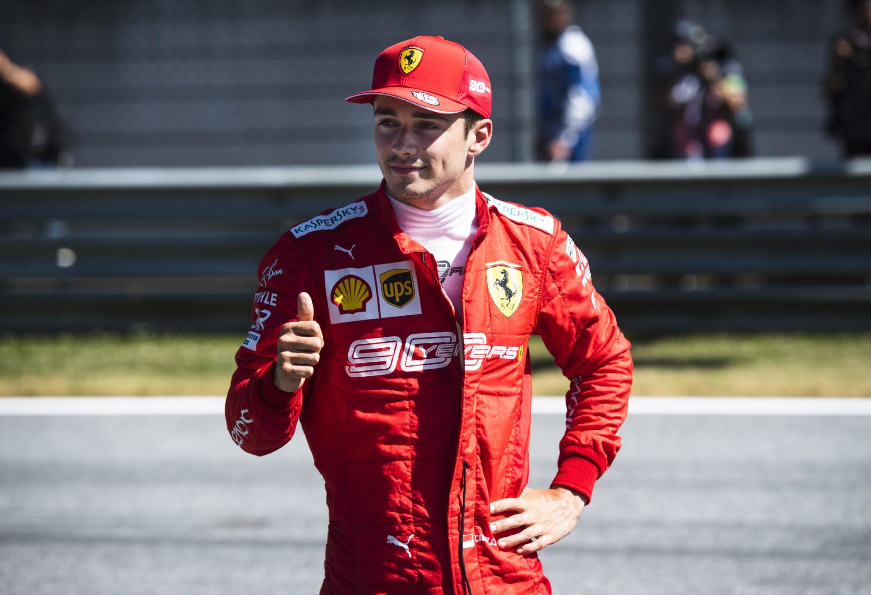 Charles Leclerc after taking pole in Austria.