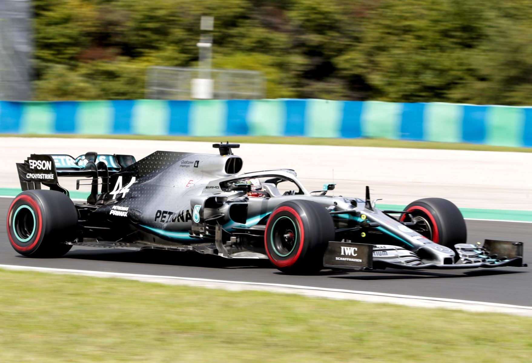Lewis Hamilton on track at the Hungarian Grand Prix.