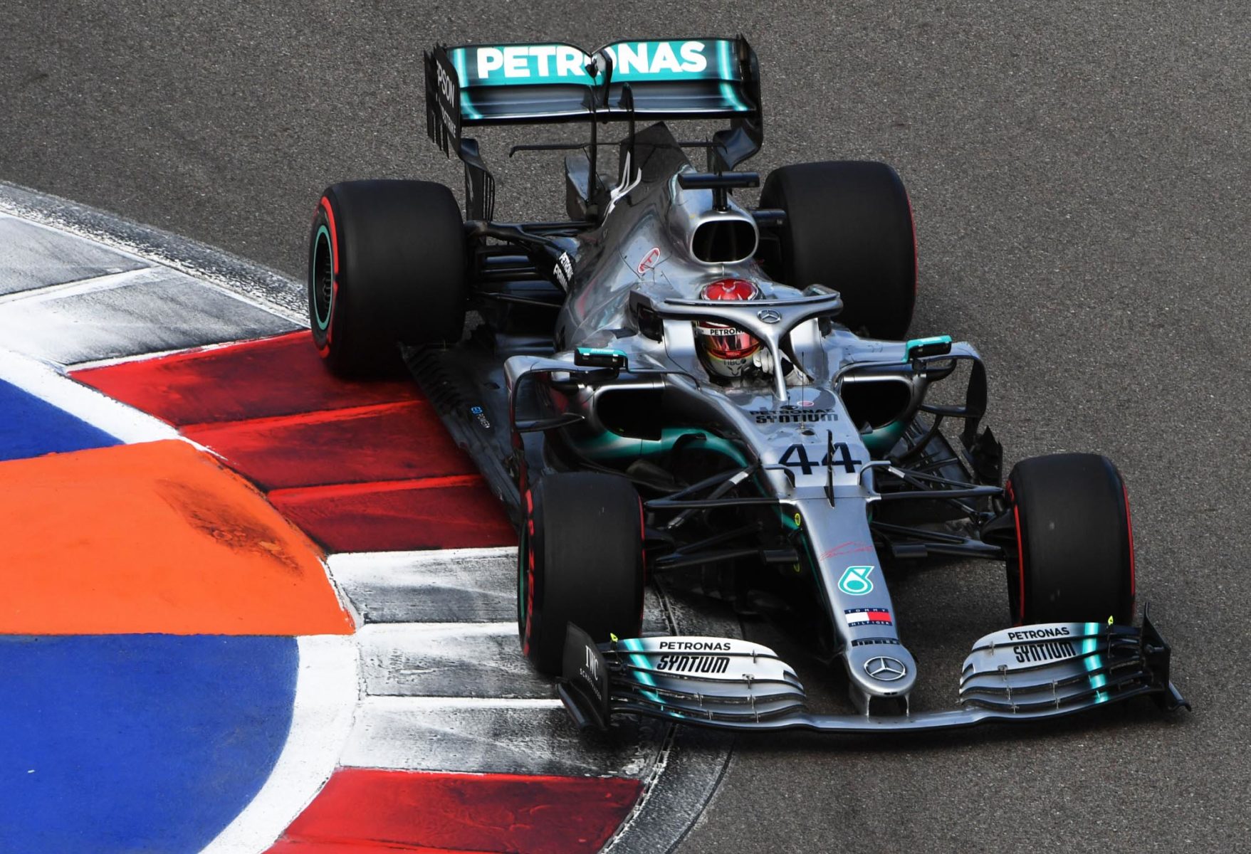 Lewis Hamilton on track at the 2019 Russian Grand Prix
