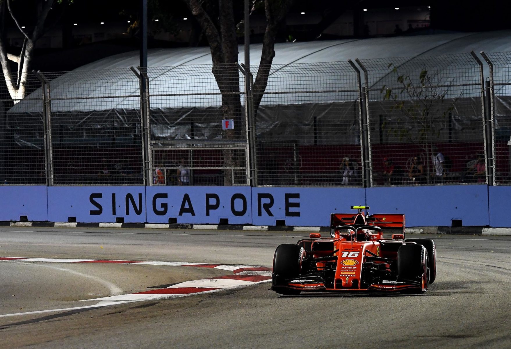 Charles Leclerc on track at the Singapore Grand Prix