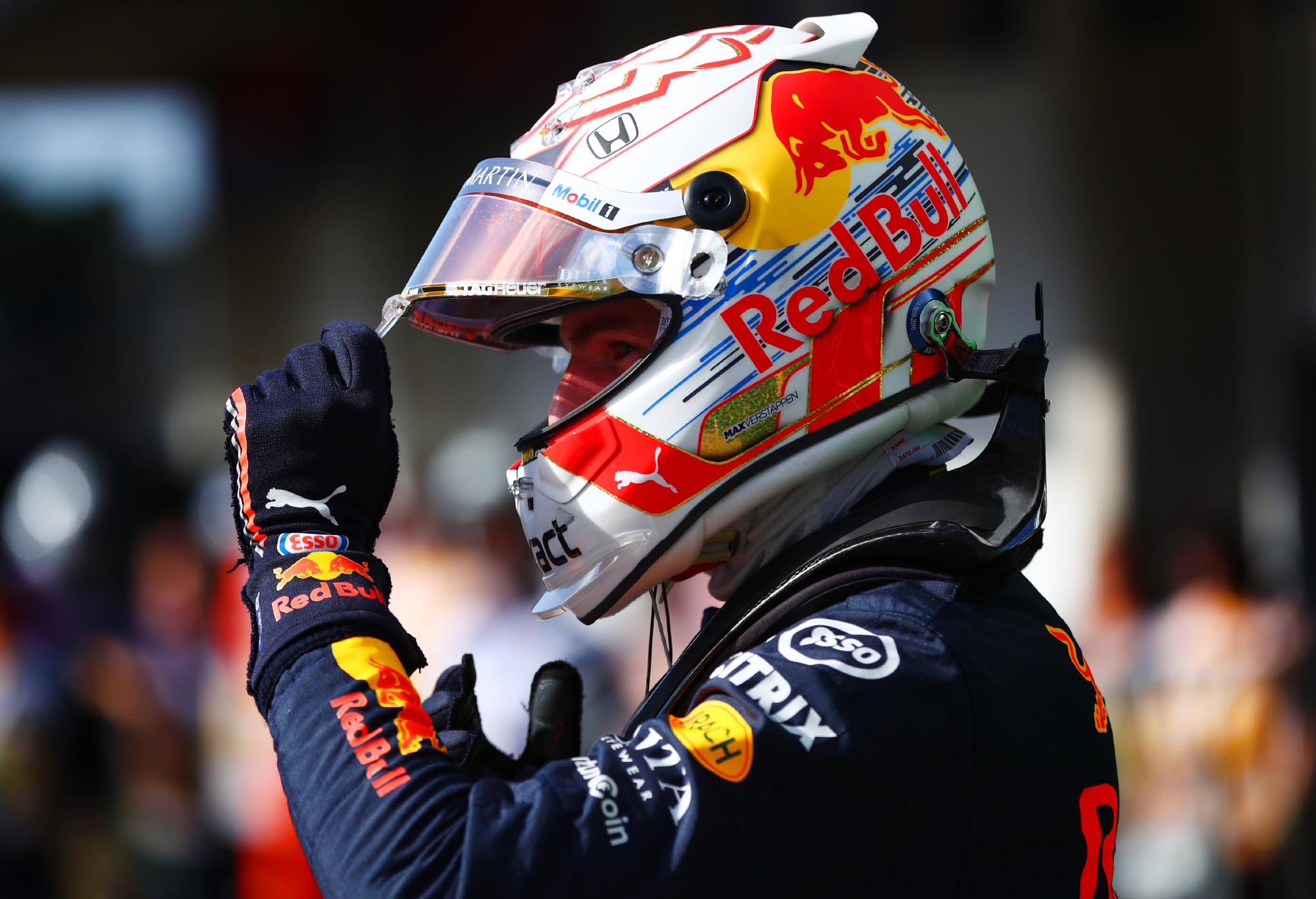 Max Verstappen celebrates pole at the 2019 Brazilian Grand Prix